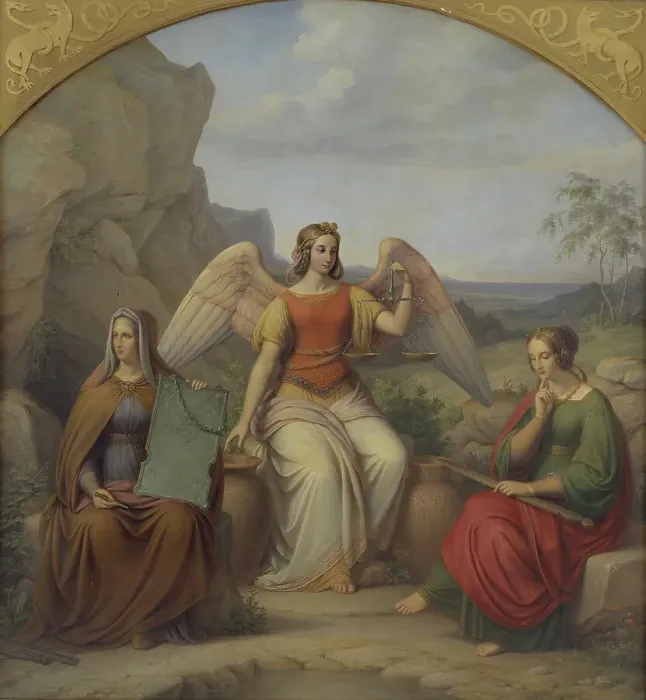 Framed Print : The Three Norns, 1844. Creator: Johan Ludvig Gebhard Lund Framed Print : The Three Norns, 1844. Creator: Johan Ludvig Gebhard Lund