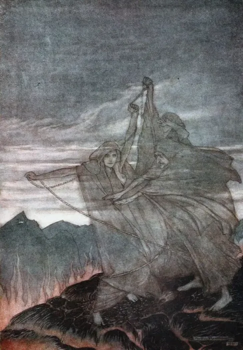 Framed Print : The Norns Vanish. Illustration for Siegfried and The Twilight of the Gods by Richard Wagner, 1910. Artist: Rackham, Arthur (1867-1939) Framed Print : The Norns Vanish. Illustration for Siegfried and The Twilight of the Gods by Richard Wagner, 1910. Artist: Rackham, Arthur (1867-1939)