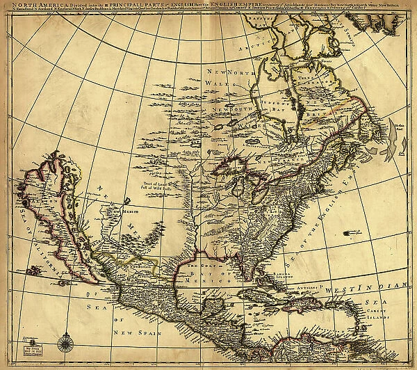 North America divided into its III principall [sic] parts, 1685. Creator: Philip Lea