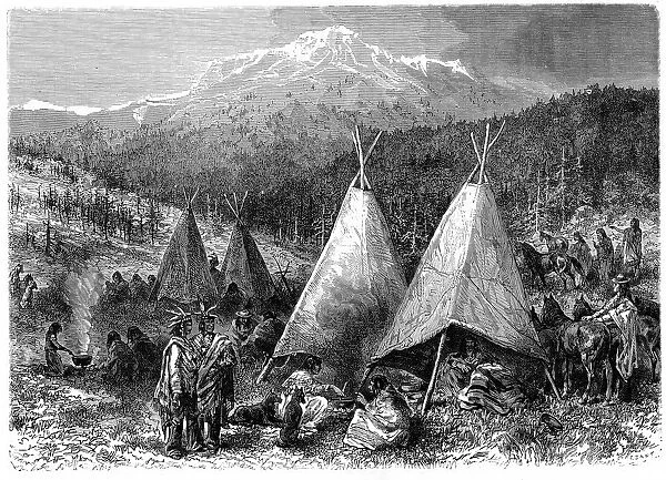 North America Indian encampment in Oklahoma, 1889