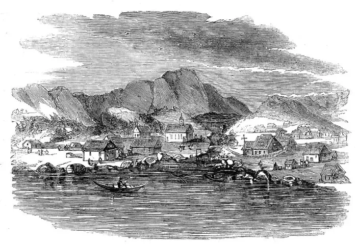 Framed Print : The North Atlantic Telegraph - Julianshaab, Capital of South Greenland, 1860. Creator: Unknown Framed Print : The North Atlantic Telegraph - Julianshaab, Capital of South Greenland, 1860. Creator: Unknown