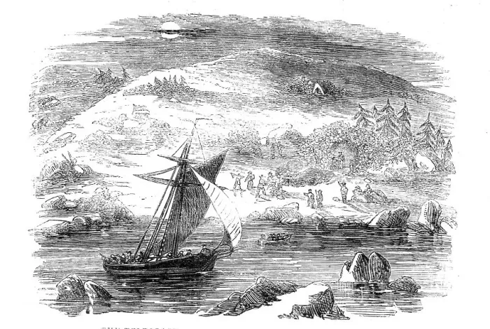 Framed Print : The North Atlantic Telegraph - The Telegraph Expedition Company camping in Labrador, 1860. Creator: Unknown Framed Print : The North Atlantic Telegraph - The Telegraph Expedition Company camping in Labrador, 1860. Creator: Unknown