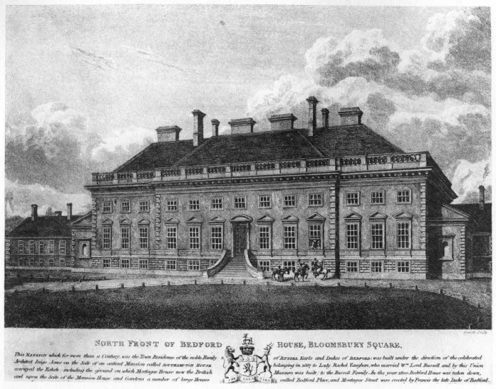 Framed Print : North front of Bedford House, Bloomsbury Square, London, 19th century (1907). Artist: Howlett Framed Print : North front of Bedford House, Bloomsbury Square, London, 19th century (1907). Artist: Howlett