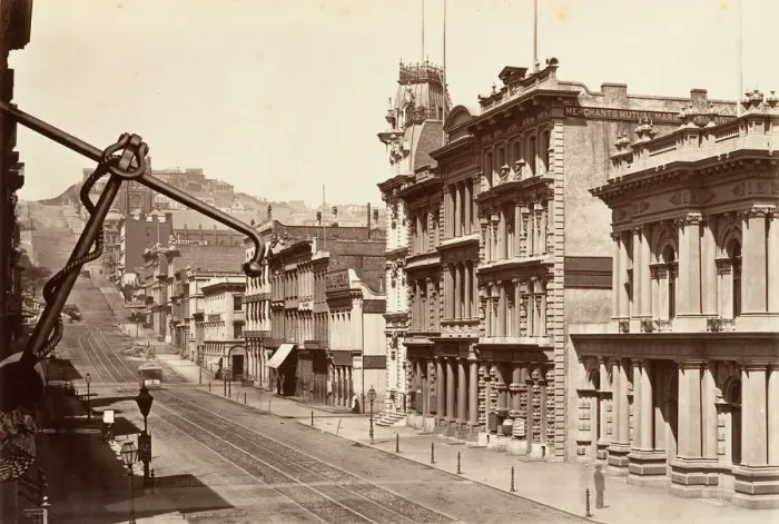 Framed Print : North Side of California Street, 1864, printed ca. 1876. Creator: Carleton Emmons Watkins Framed Print : North Side of California Street, 1864, printed ca. 1876. Creator: Carleton Emmons Watkins