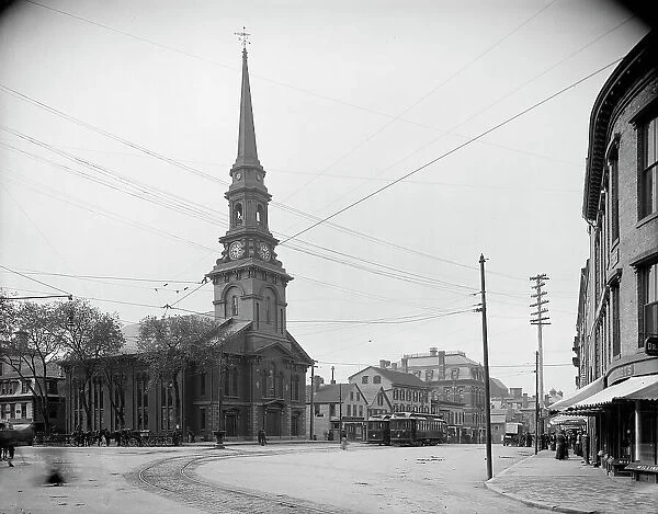 North Church and Congress St. [Street], Portsmouth, N.H. c1907. Creator: Unknown