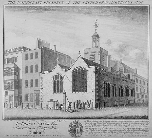 North-east view of the Church of St Martin Outwich, Threadneedle Street, City of London, 1736