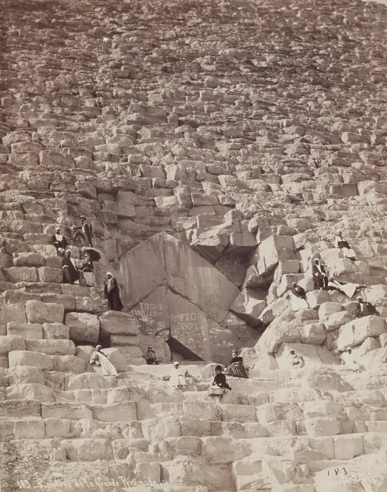 Framed Print : North Face of the Great Pyramid at Giza, 19th century. Creator: Pascal Sebah Framed Print : North Face of the Great Pyramid at Giza, 19th century. Creator: Pascal Sebah