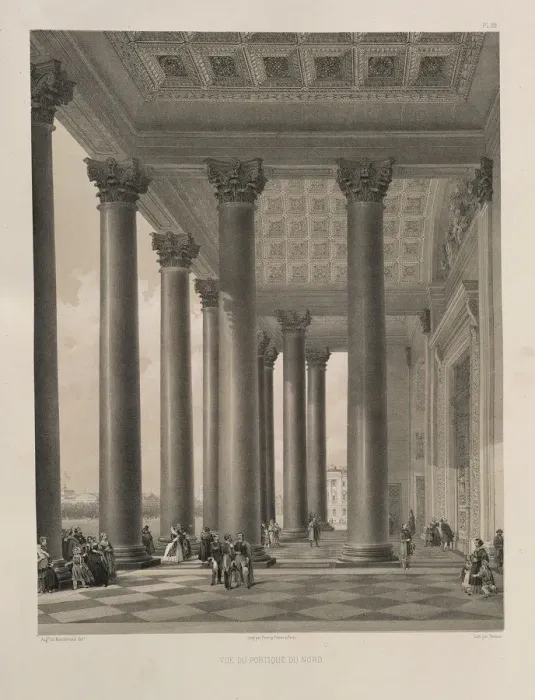 Framed Print : The north portal of the Saint Isaacs Cathedral (From: The Construction of the Saint Isaacs Cathedral), 1845. Artist: Montferrand, Auguste, de (1786-1858) Framed Print : The north portal of the Saint Isaacs Cathedral (From: The Construction of the Saint Isaacs Cathedral), 1845. Artist: Montferrand, Auguste, de (1786-1858)