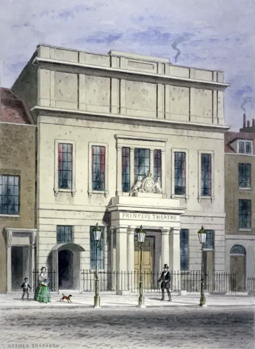 Framed Print : North front of Princesss Theatre on Eastcastle Street, St Marylebone, London, c1830 Framed Print : North front of Princesss Theatre on Eastcastle Street, St Marylebone, London, c1830