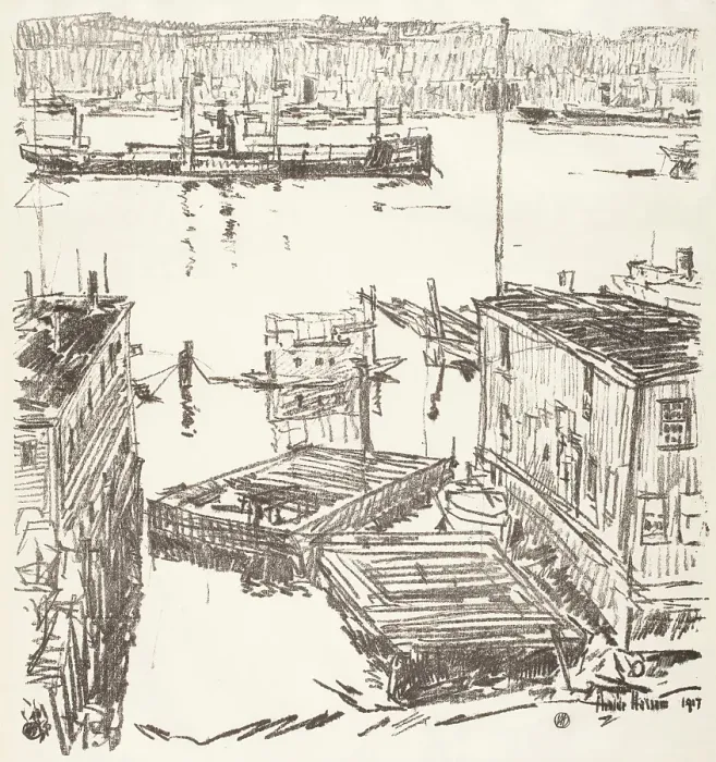 Framed Print : North River, 1917. Creator: Frederick Childe Hassam Framed Print : North River, 1917. Creator: Frederick Childe Hassam