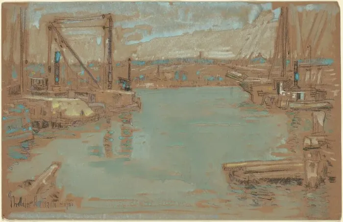 Framed Print : North River Dock, New York, 1901. Creator: Frederick Childe Hassam Framed Print : North River Dock, New York, 1901. Creator: Frederick Childe Hassam