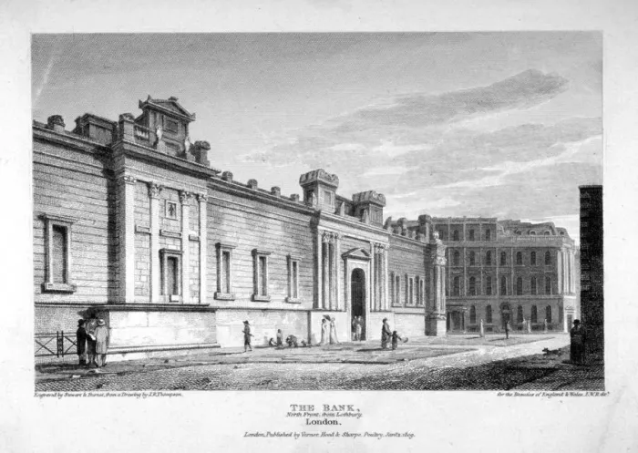 Framed Print : North view of the Bank of England, City of London, 1809. Artist: John Burnet Framed Print : North view of the Bank of England, City of London, 1809. Artist: John Burnet