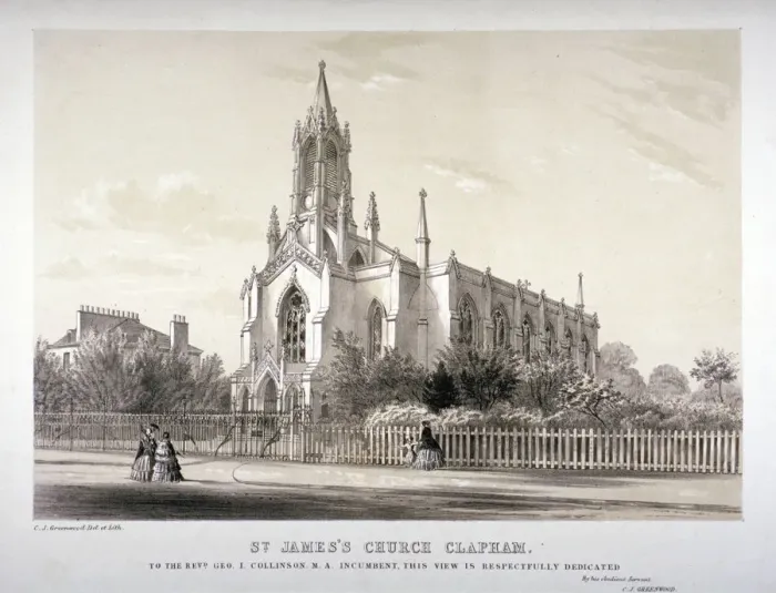 Framed Print : North view of the Church of St James, Clapham, London, c1850. Artist: CJ Greenwood Framed Print : North view of the Church of St James, Clapham, London, c1850. Artist: CJ Greenwood