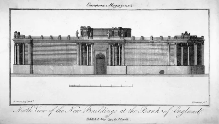 Framed Print : North view of the new buildings at the Bank of England, City of London, 1797 Framed Print : North view of the new buildings at the Bank of England, City of London, 1797