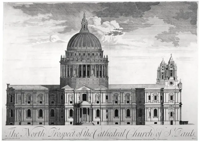 Framed Print : North view of St Pauls Cathedral, City of London, c1713 Framed Print : North view of St Pauls Cathedral, City of London, c1713