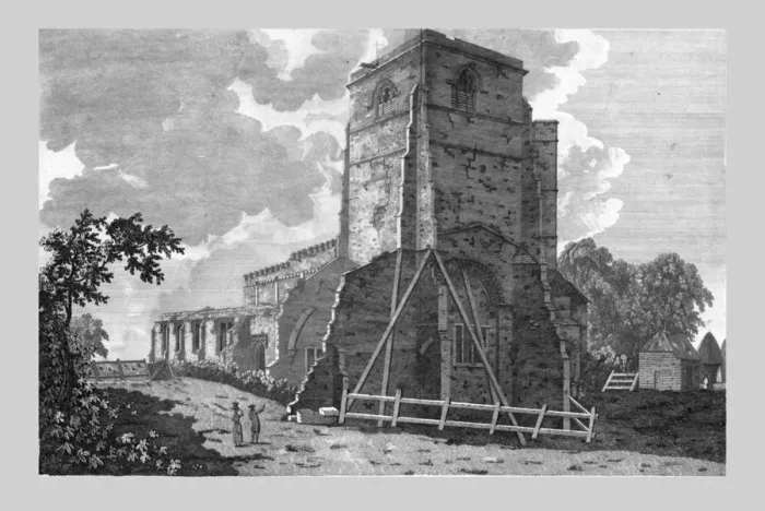 Framed Print : The North West Aspect of the Priory Church of St. Mary Swine, 1784. Creator: Newton