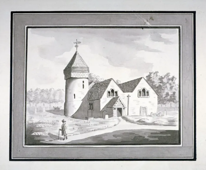 Framed Print : North-west view of the Church of St Nicholas, Tooting, Wandsworth, London, c1800 Framed Print : North-west view of the Church of St Nicholas, Tooting, Wandsworth, London, c1800