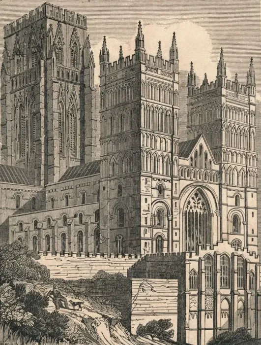 Framed Print : North-West View of Durham Cathedral, c1843. Creator: J Jackson Framed Print : North-West View of Durham Cathedral, c1843. Creator: J Jackson