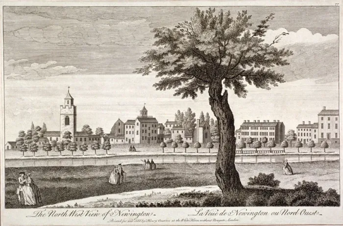 Framed Print : North west view of Stoke Newington, London, c1750 Framed Print : North west view of Stoke Newington, London, c1750