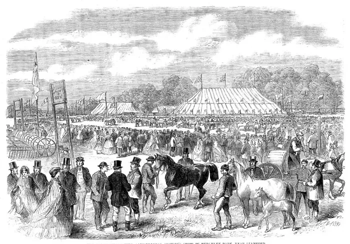 Framed Print : The Northamptonshire Agricultural Society's show in Burghley Park, near Stamford, 1862. Creator: Unknown Framed Print : The Northamptonshire Agricultural Society's show in Burghley Park, near Stamford, 1862. Creator: Unknown