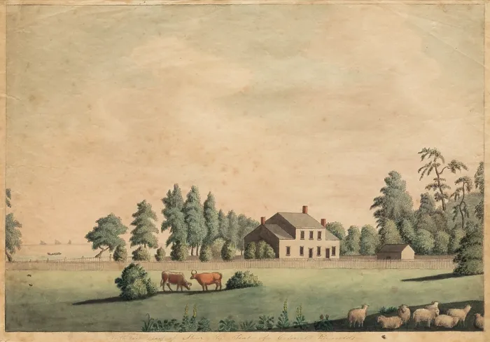 Framed Print : Northeast View of Stowe, the Seat of Colonel Reynolds, between 1784 and 1864. Creator: Catherine Reynolds Framed Print : Northeast View of Stowe, the Seat of Colonel Reynolds, between 1784 and 1864. Creator: Catherine Reynolds