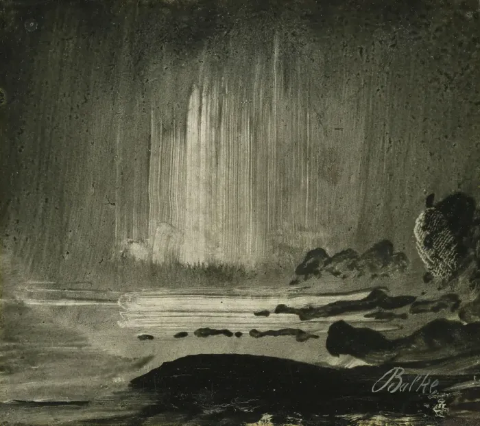 Framed Print : Northern Lights over Coastal Landscape, 1870s. Creator: Peder Balke Framed Print : Northern Lights over Coastal Landscape, 1870s. Creator: Peder Balke