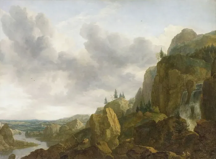 Framed Print : Northern Mountain Landscape with Waterfall, 1647. Creator: Allart van Everdingen Framed Print : Northern Mountain Landscape with Waterfall, 1647. Creator: Allart van Everdingen