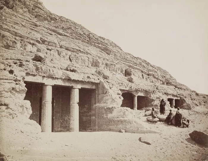 Framed Print : Northern Tombs at Beni Hasan, 19th century. Creator: Pascal Sebah Framed Print : Northern Tombs at Beni Hasan, 19th century. Creator: Pascal Sebah