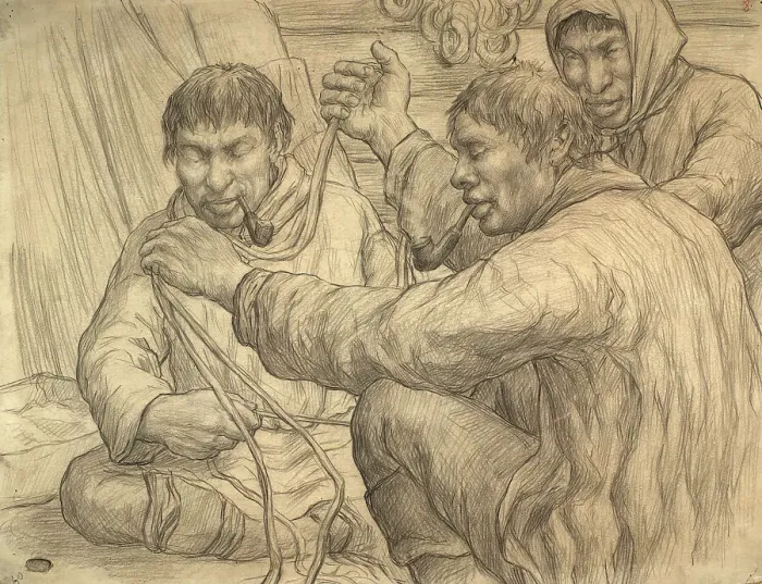 Framed Print : Northern types, 1928. Creator: Dmitrii Innokent'evich Karatanov