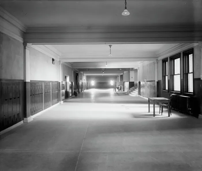 Framed Print : Northwestern High School, main corridor, Detroit, Mich. ca 1911. Creator: Unknown Framed Print : Northwestern High School, main corridor, Detroit, Mich. ca 1911. Creator: Unknown