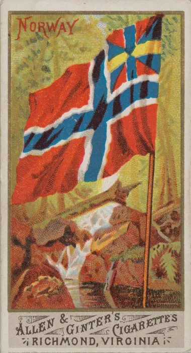 Framed Print : Norway, from Flags of All Nations, Series 1 (N9) for Allen & Ginter Cigarettes Brands Framed Print : Norway, from Flags of All Nations, Series 1 (N9) for Allen & Ginter Cigarettes Brands