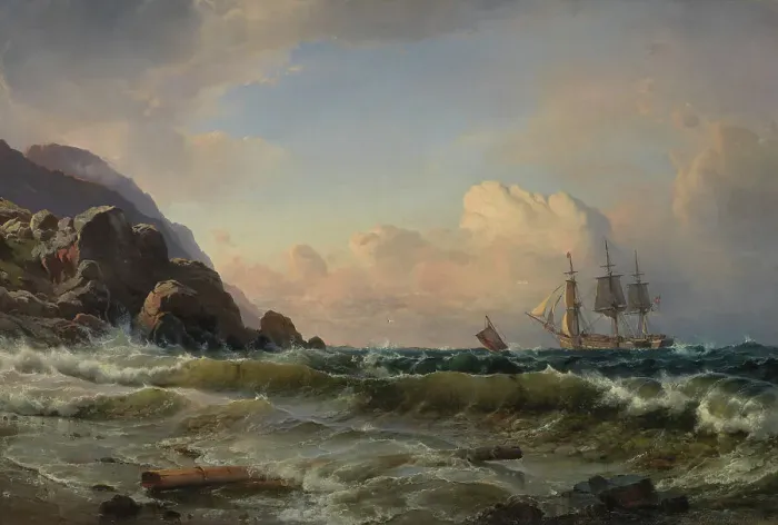 Framed Print : A Norwegian Coastline, 1868-1873. Creator: Carl Frederik Sorensen Framed Print : A Norwegian Coastline, 1868-1873. Creator: Carl Frederik Sorensen