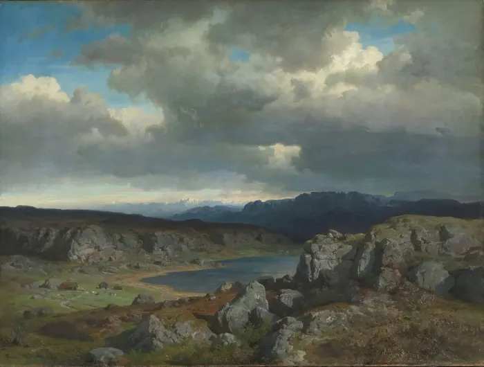 Framed Print : Norwegian Highlands, 1857. Creator: Hans Gude Framed Print : Norwegian Highlands, 1857. Creator: Hans Gude