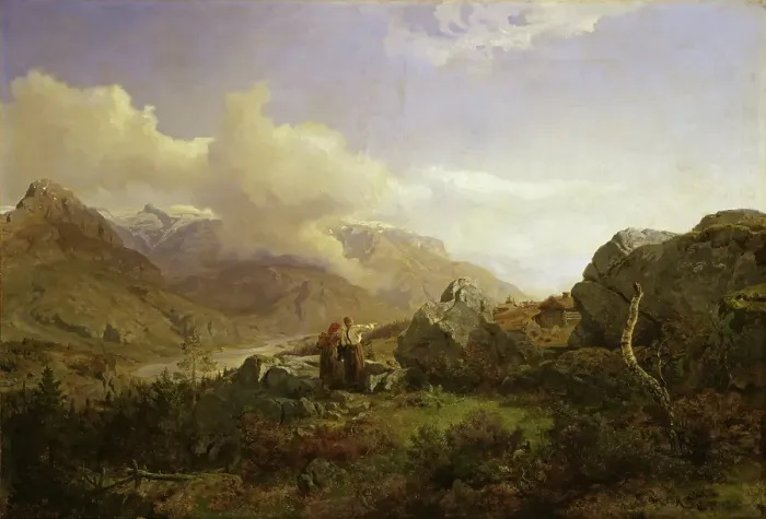 Framed Print : Norwegian Highlands, 1858. Creator: Hans Gude Framed Print : Norwegian Highlands, 1858. Creator: Hans Gude