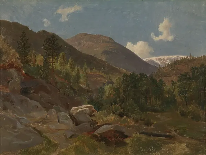 Framed Print : Norwegian Landscape, 1843. Creator: Hermann Kauffmann I Framed Print : Norwegian Landscape, 1843. Creator: Hermann Kauffmann I
