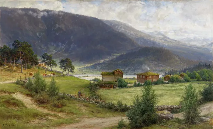 Framed Print : Norwegian Landscape, 1897. Creator: Berndt Lindholm Framed Print : Norwegian Landscape, 1897. Creator: Berndt Lindholm