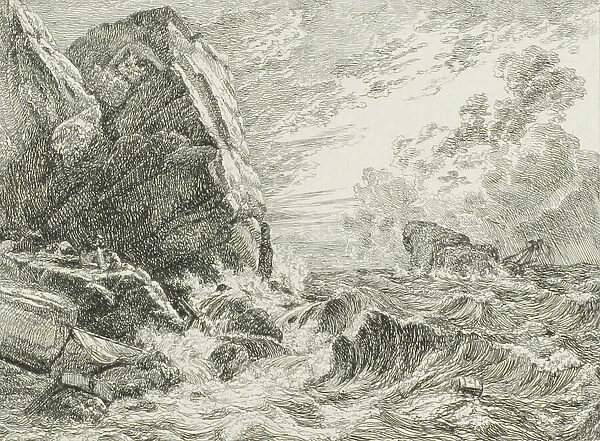 Norwegian Seacoast During a Storm, 1819. Creator: Johan Christian Dahl