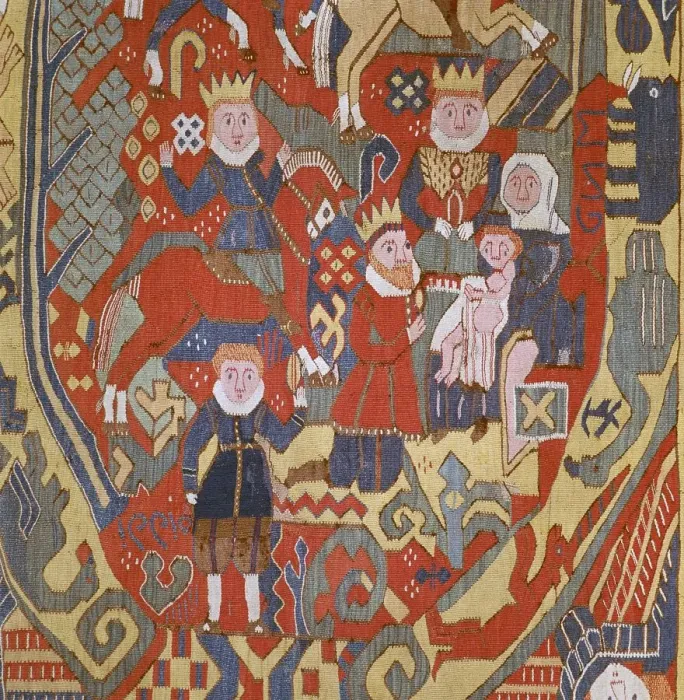 Framed Print : Norwegian tapestry detail of the Journey of the Magi, 18th century Framed Print : Norwegian tapestry detail of the Journey of the Magi, 18th century