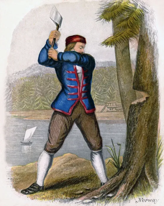 Framed Print : Norwegian Woodcutter, 1809. Artist: W Dickes Framed Print : Norwegian Woodcutter, 1809. Artist: W Dickes