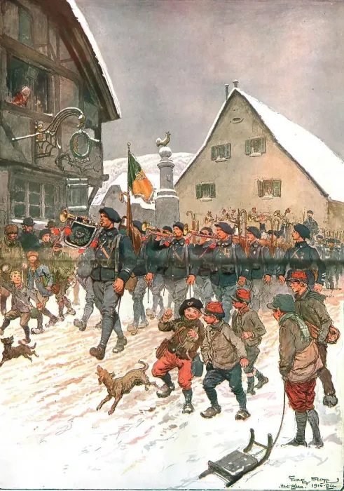 Framed Print : Nos chasseurs en Haute-Alsace (Saint-Amarin), 1915 Creator: Georges Bertin Scott Framed Print : Nos chasseurs en Haute-Alsace (Saint-Amarin), 1915 Creator: Georges Bertin Scott