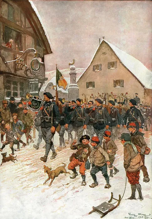 Framed Print : Nos chasseurs en Haute-Alsace (Saint-Amarin), 1916. Creator: Georges Bertin Scott Framed Print : Nos chasseurs en Haute-Alsace (Saint-Amarin), 1916. Creator: Georges Bertin Scott