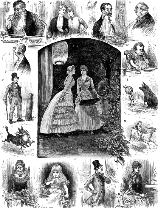 Framed Print : Notes at a Christmas Dinner, by our Dyspeptic Artist, 1883. Creator: Unknown Framed Print : Notes at a Christmas Dinner, by our Dyspeptic Artist, 1883. Creator: Unknown