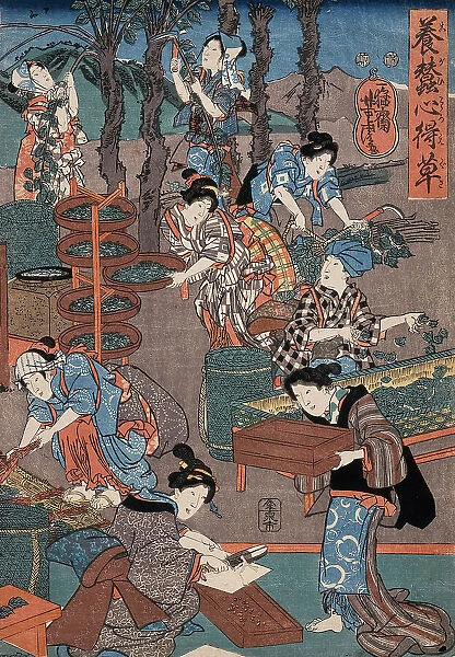 Notes on Sericulture, 19th century. Creator: Utagawa Yoshitora