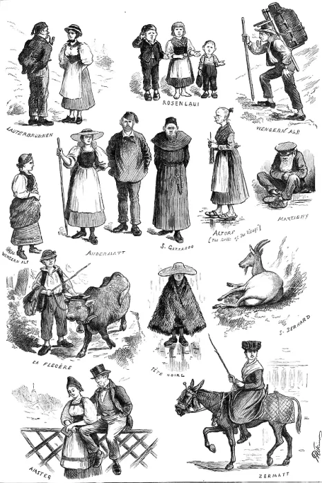 Framed Print : Notes of a Tourist: Swiss folk, 1883. Creator: Unknown Framed Print : Notes of a Tourist: Swiss folk, 1883. Creator: Unknown