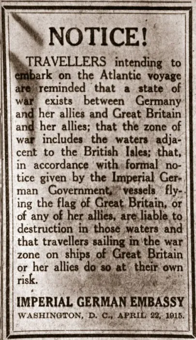 Framed Print : Notice to passengers planning to make transatlantic journeys, 1915 Framed Print : Notice to passengers planning to make transatlantic journeys, 1915