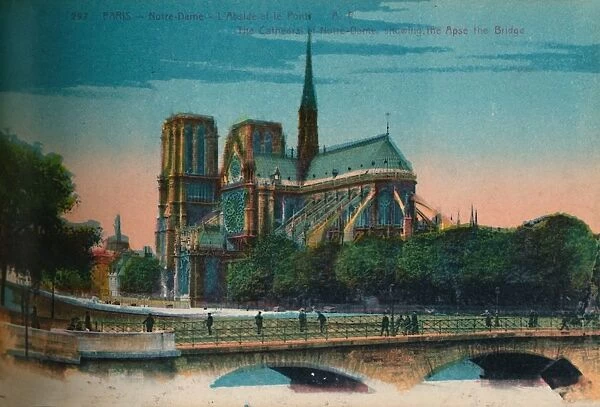 Notre-Dame Cathedral showing the Apse and the Pont Notre-Dame, Paris, c1920