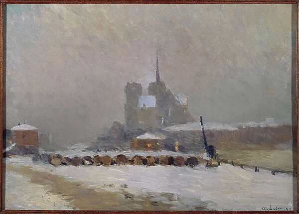 Notre-Dame de Paris. Snow effect in evening, c1897. Creator: Albert Lebourg