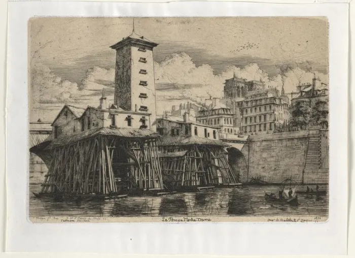Framed Print : Notre Dame Pumphouse, Paris, 1852. Creator: Charles Meryon (French, 1821-1868)