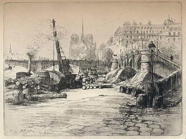 Notre-Dame and the Quai de Bethune, 1915. Artist: AR Kempken