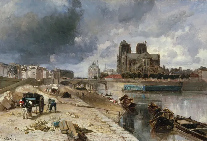 Framed Print : Notre-Dame seen from Quai de la Tournelle, 1852. Creator: Johan Barthold Jongkind Framed Print : Notre-Dame seen from Quai de la Tournelle, 1852. Creator: Johan Barthold Jongkind